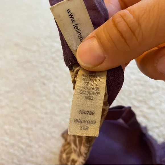 EUC Purple Cheetah Demi cup padded bra 32B by Felina Lingerie - Picture 4 of 6